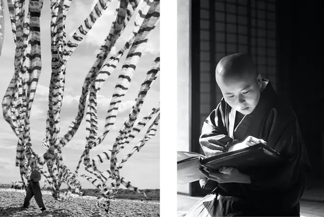 Silk drying and Kyoto 1951 by Werner Bischof