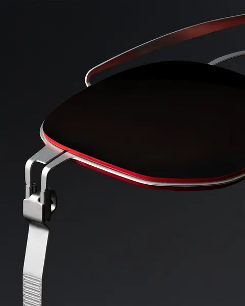 Side close-up of a sunglasses lens