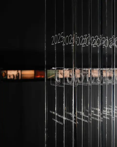 Multisensory installation of the history of Leica cameras