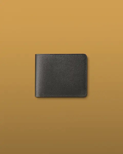 Small black leather wallet.