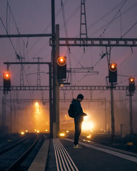 Man at a train station