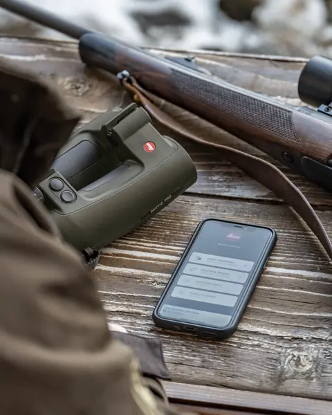 Hunter is using the Leica Ballistics App on his phone