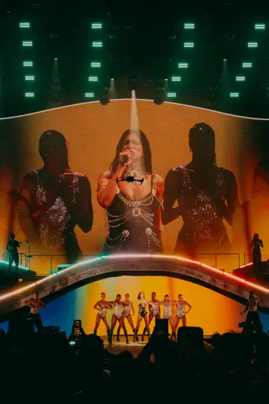 Dua Lipa on stage at the sunny hill festival