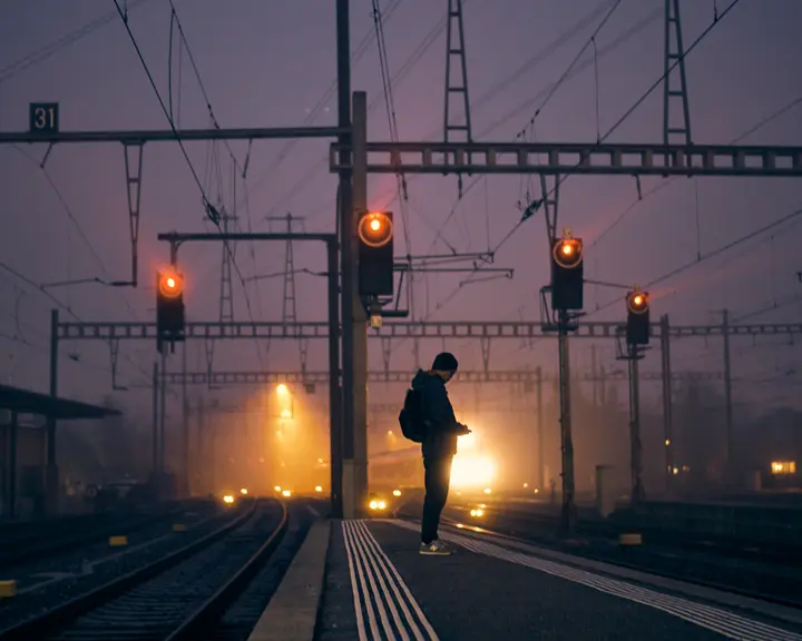 Man at a train station