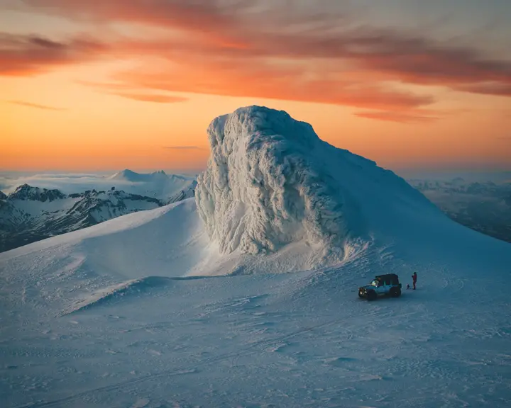Iceland, snow and mountains