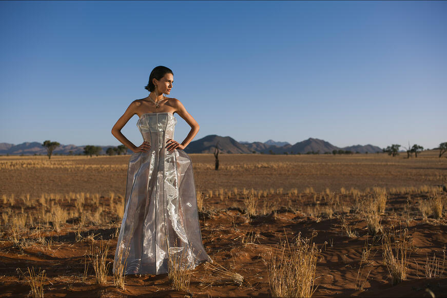 Image shot by Pat Domingo with the Leica SL3 showing model standing on gras