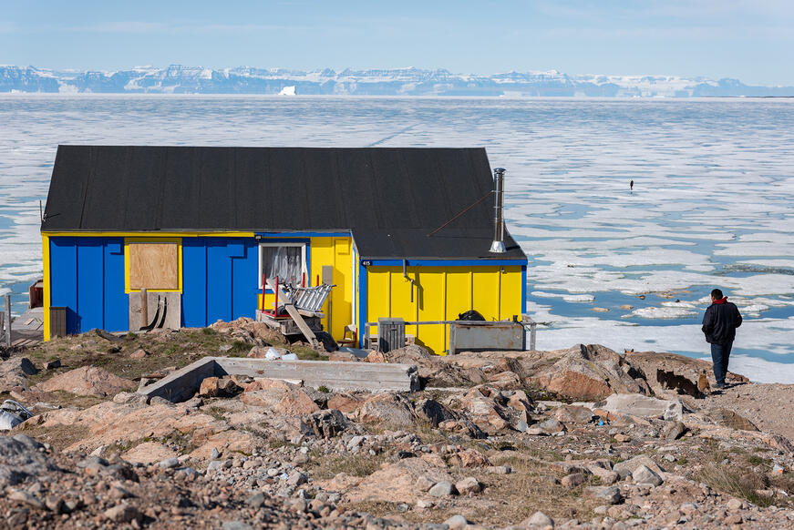 A colourful house by the sea