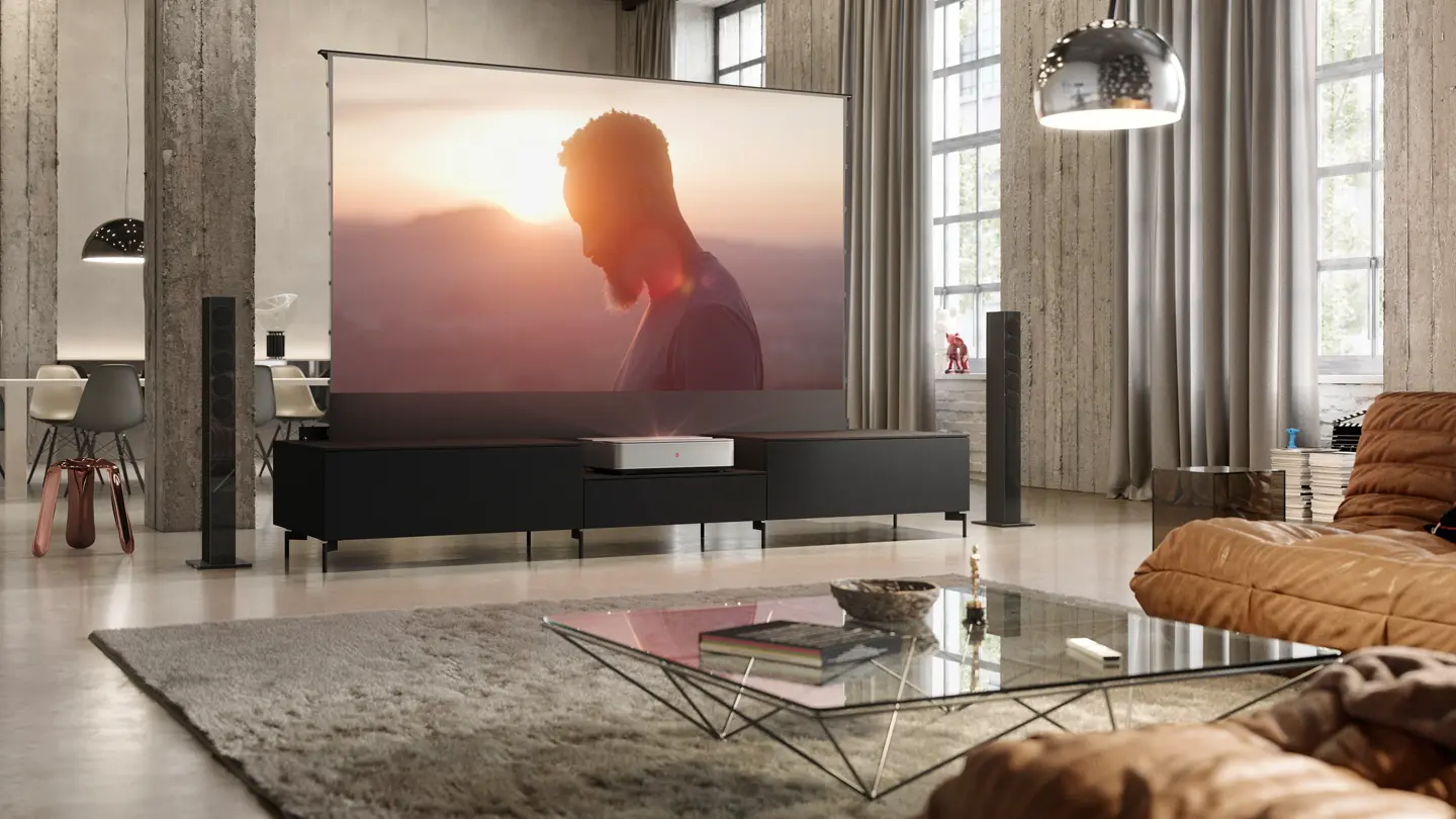 Leica Cine 1 on TV Lowboard.