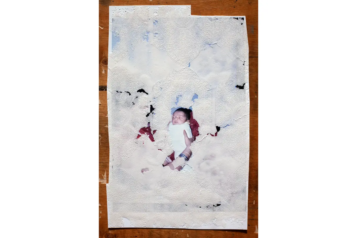 Folk hand-painted Indian studio portraits, Baby