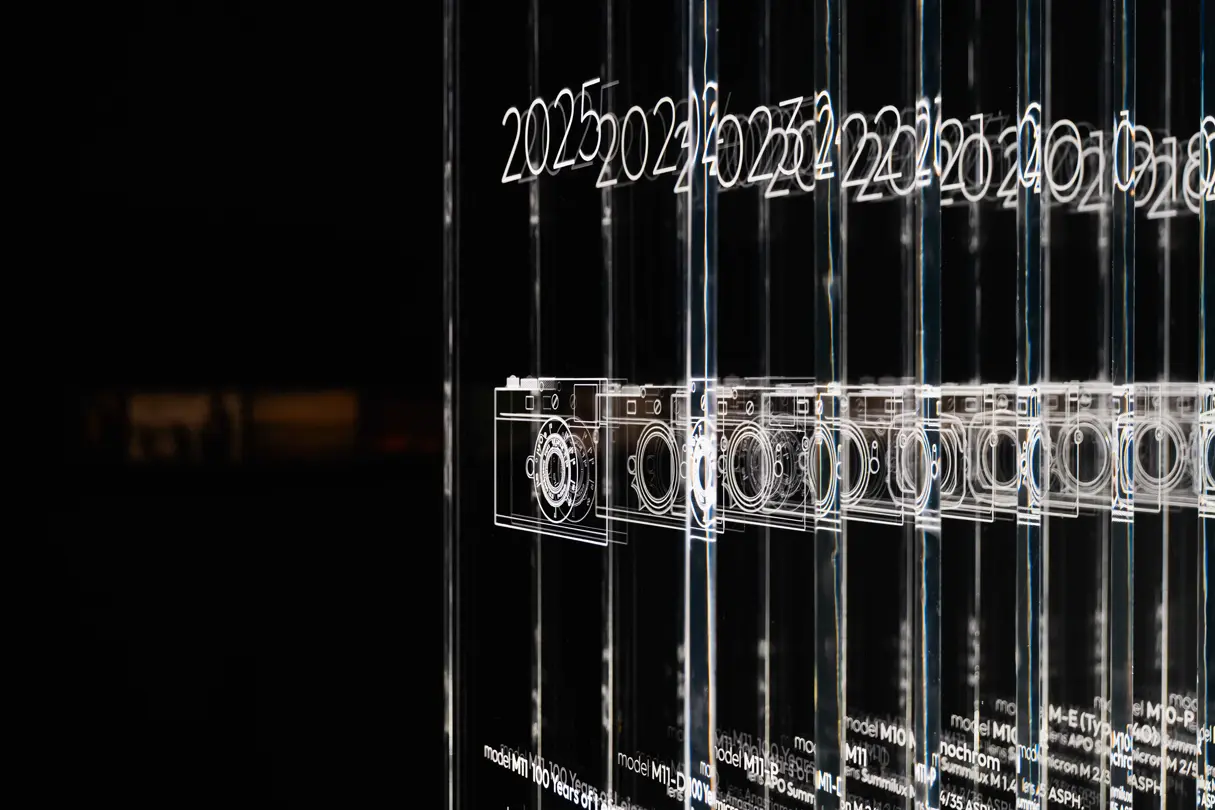 Multisensory installation of the history of Leica cameras