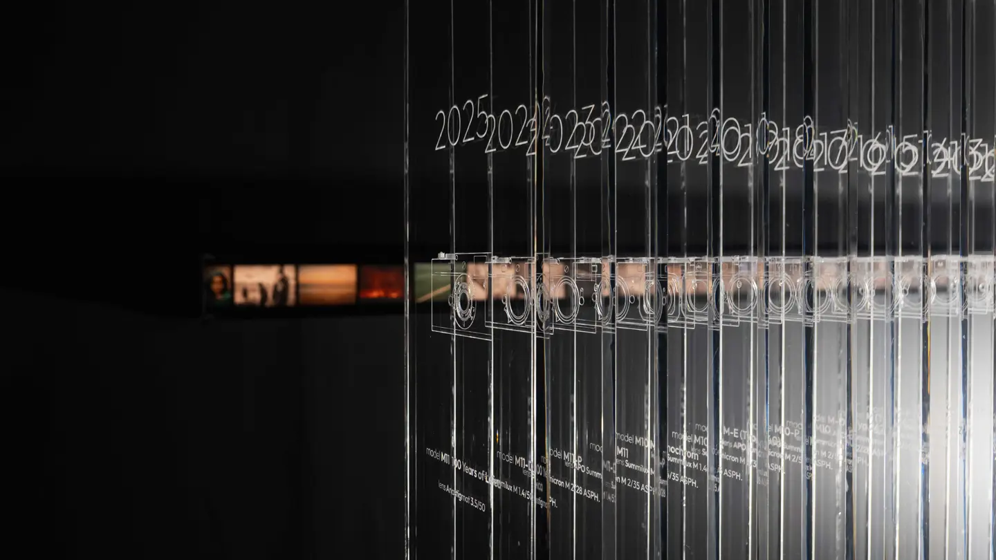 Multisensory installation of the history of Leica cameras