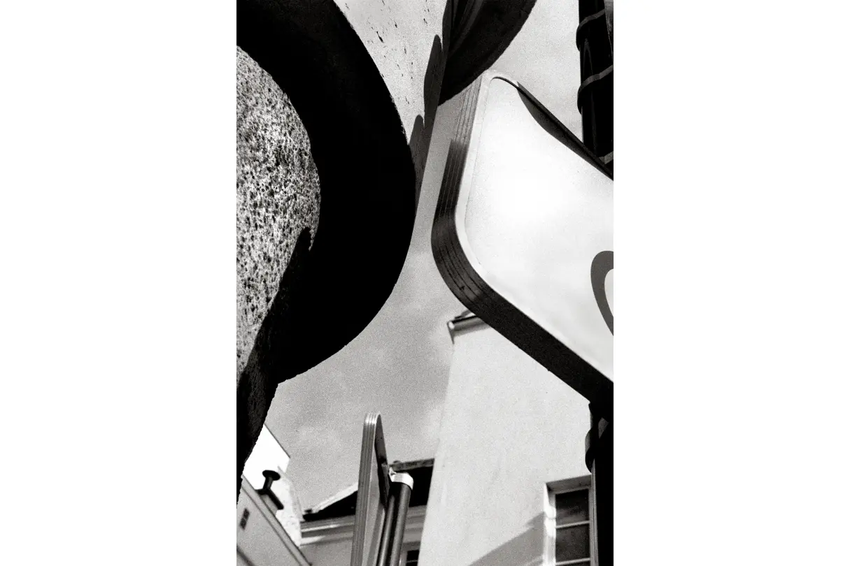 Black and white photography of an architectural building