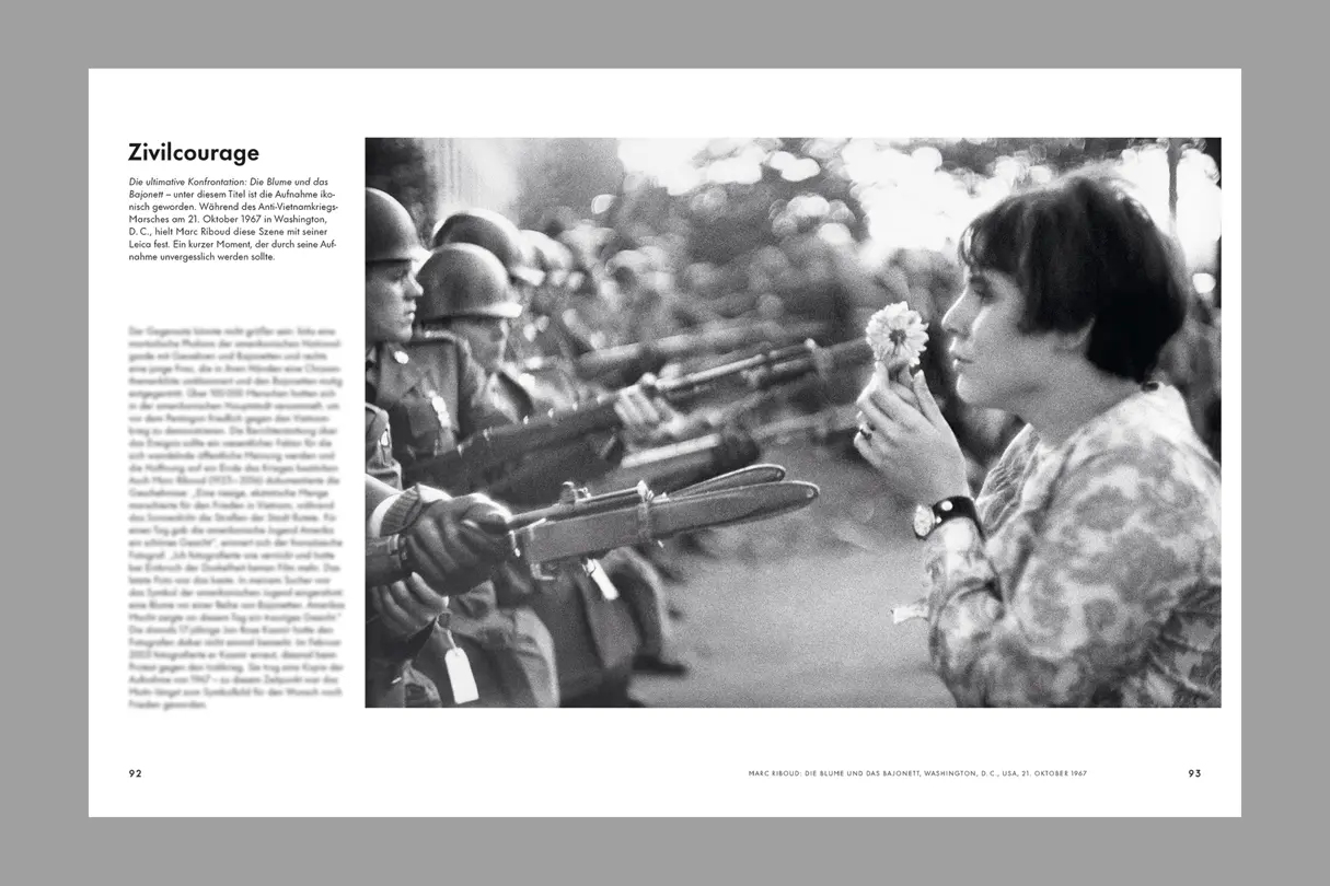 Interior view of the book ‘100 Leica Stories’ chapter ‘Standing the Ground’
