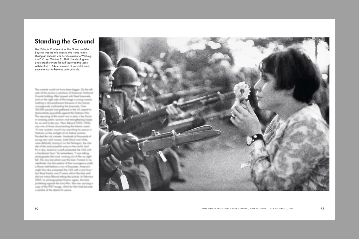 Interior view of the book ‘100 Leica Stories’ chapter ‘Standing the Ground’