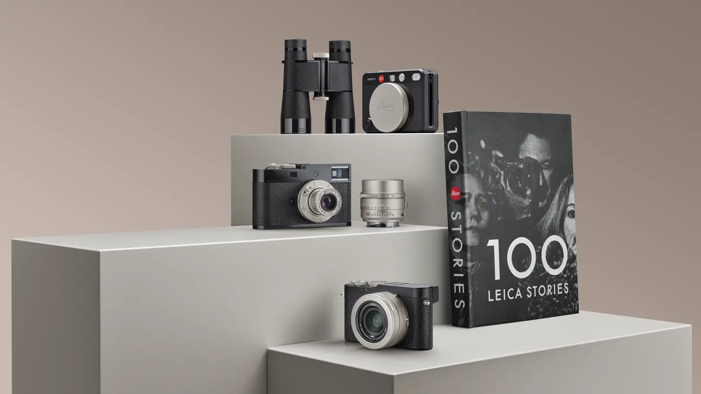Leica century products on a pedestal