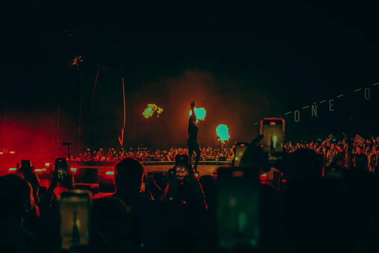 Dua Lipa on stage at the sunny hill festival