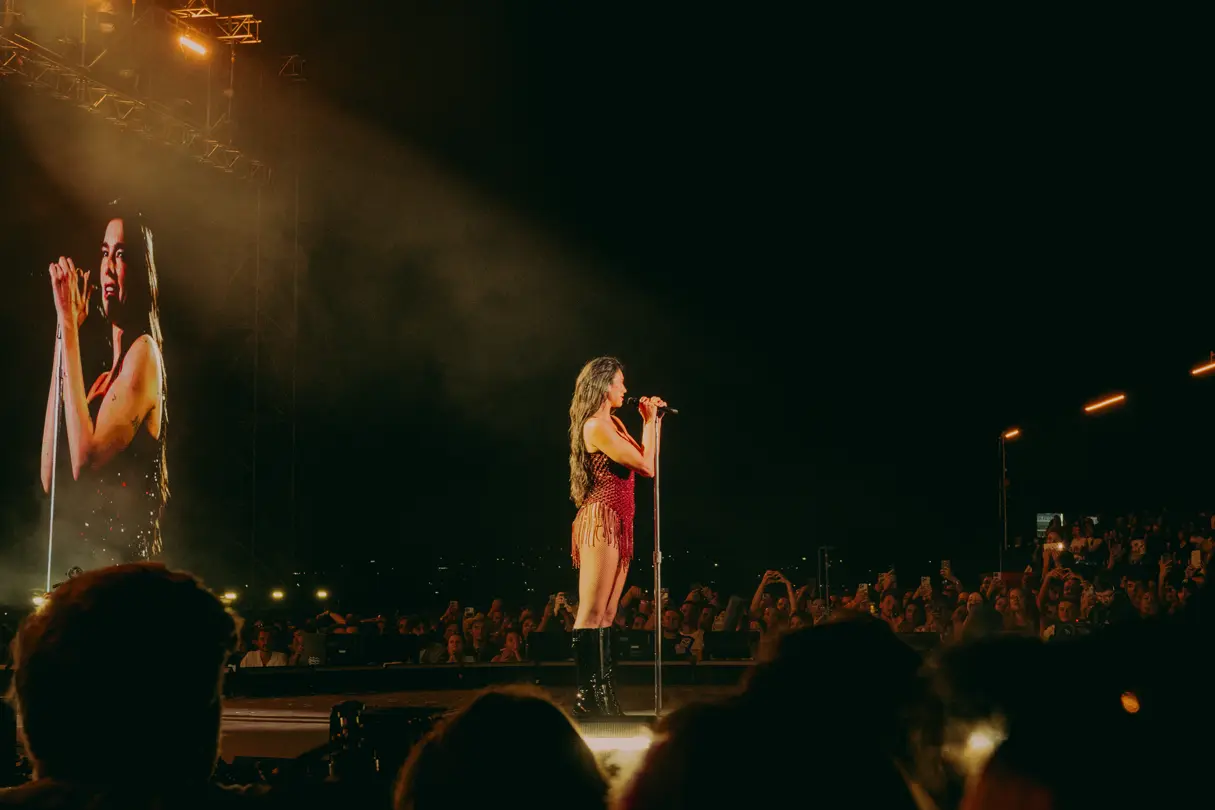 Dua Lipa on stage at the sunny hill festival