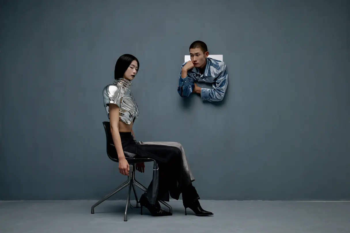model on a chair