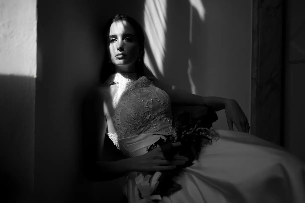 monochrom wedding photography bride