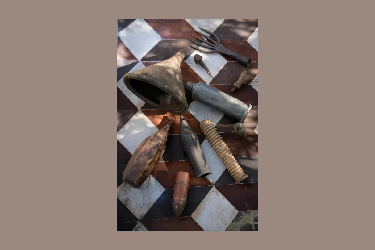 Old metal tool on a table