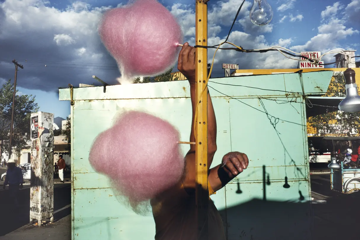 Woman in Mexico with pink candyfloss