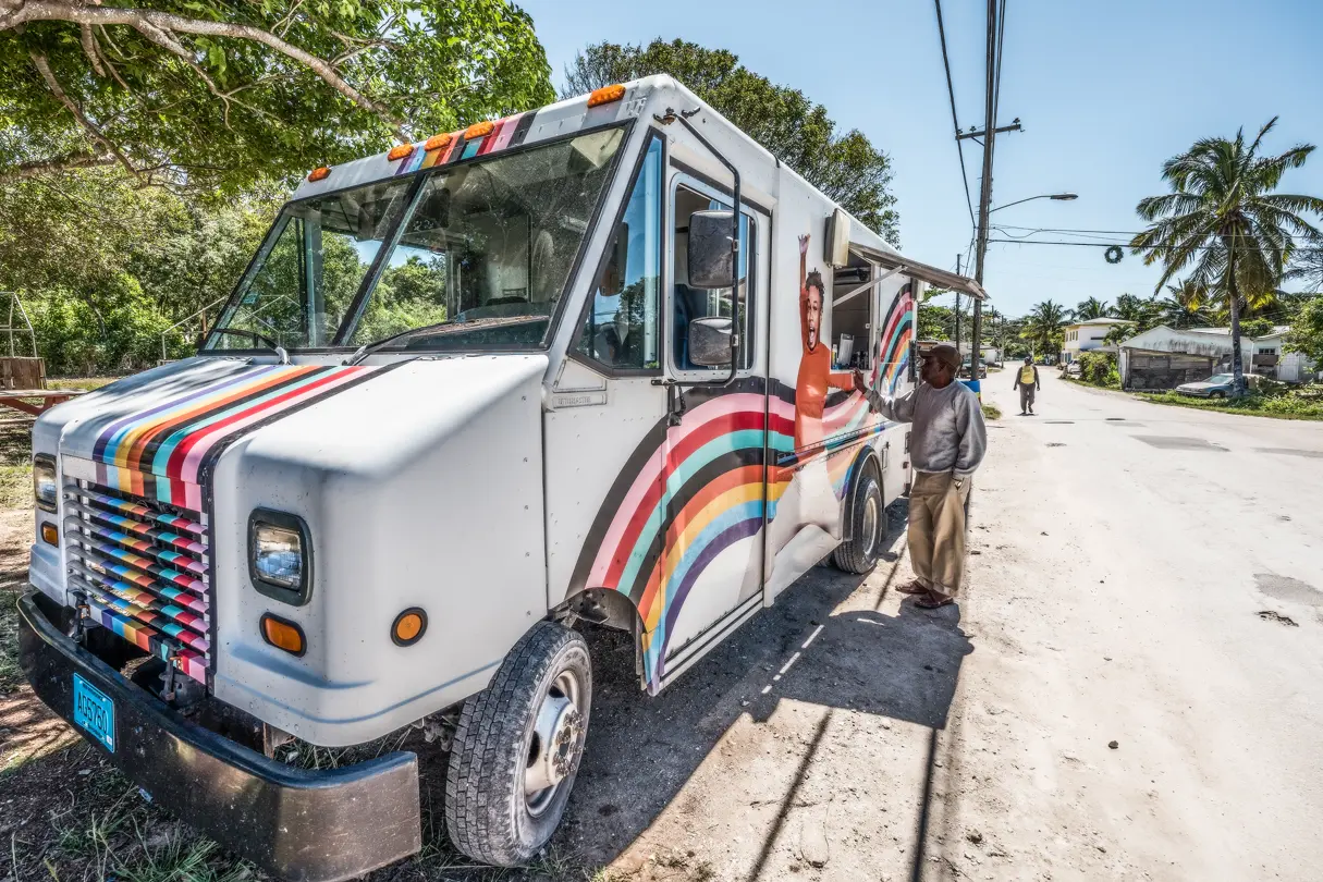 Old ice cream van on the streets of the Bahamas