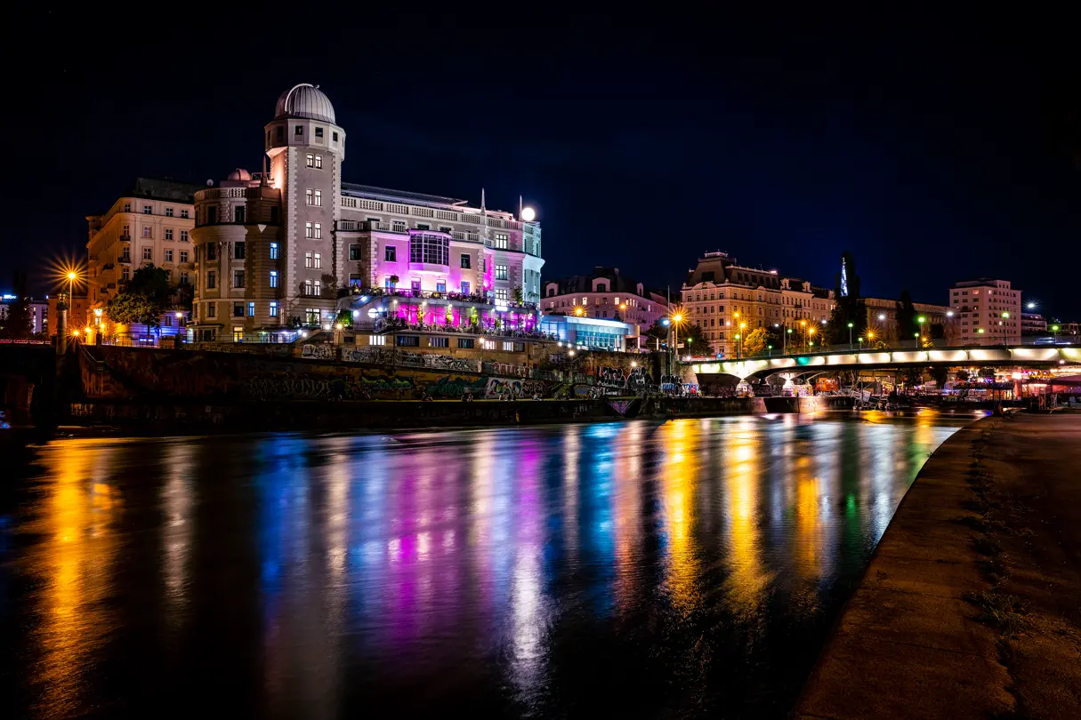 Urania of Vienna by night