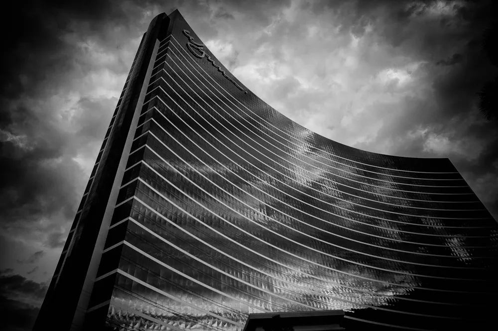 curved building b&w