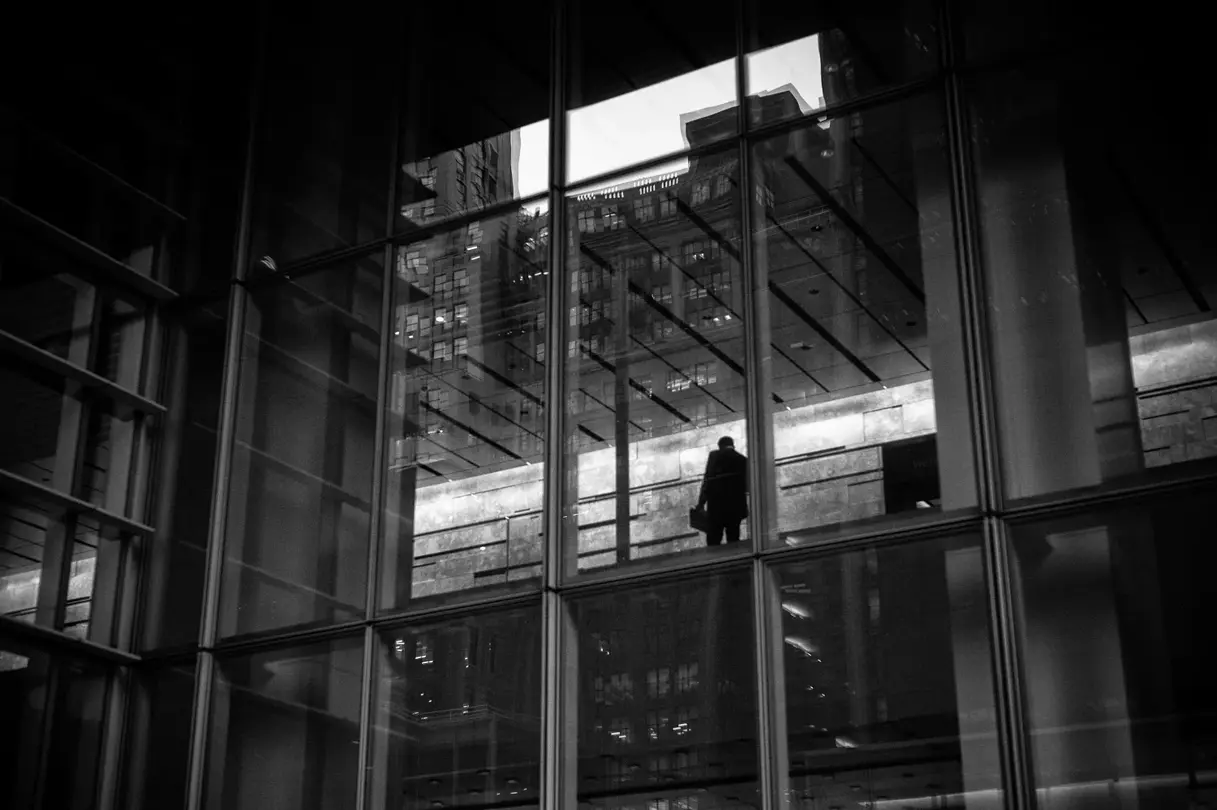 person in window b&w