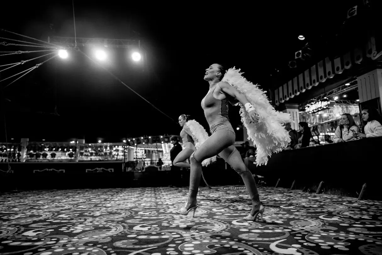 circus performance b&w