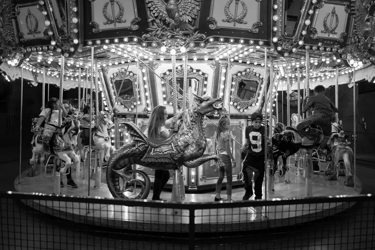 merry go round b&w