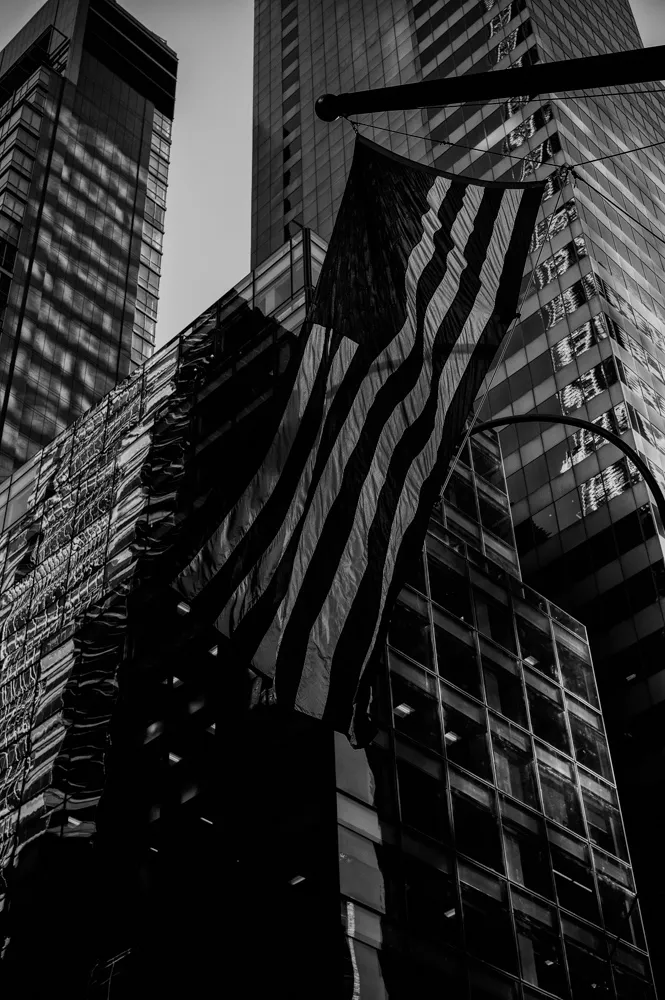 american flag b&w