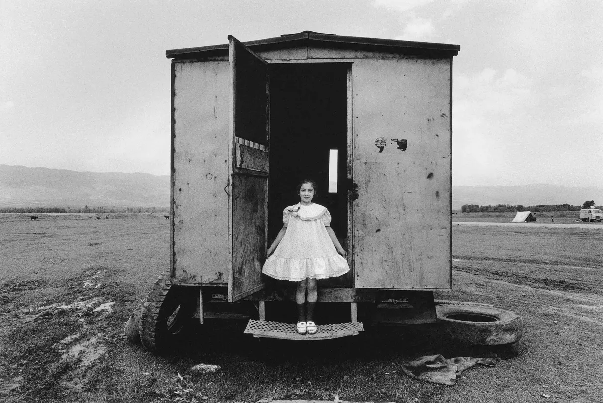 girl with white dress b&w