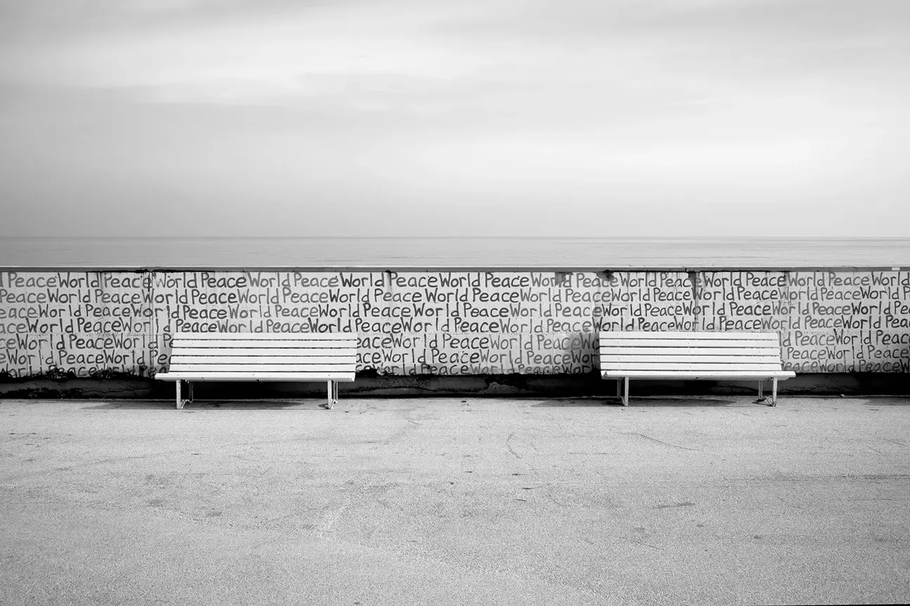two benches b&w