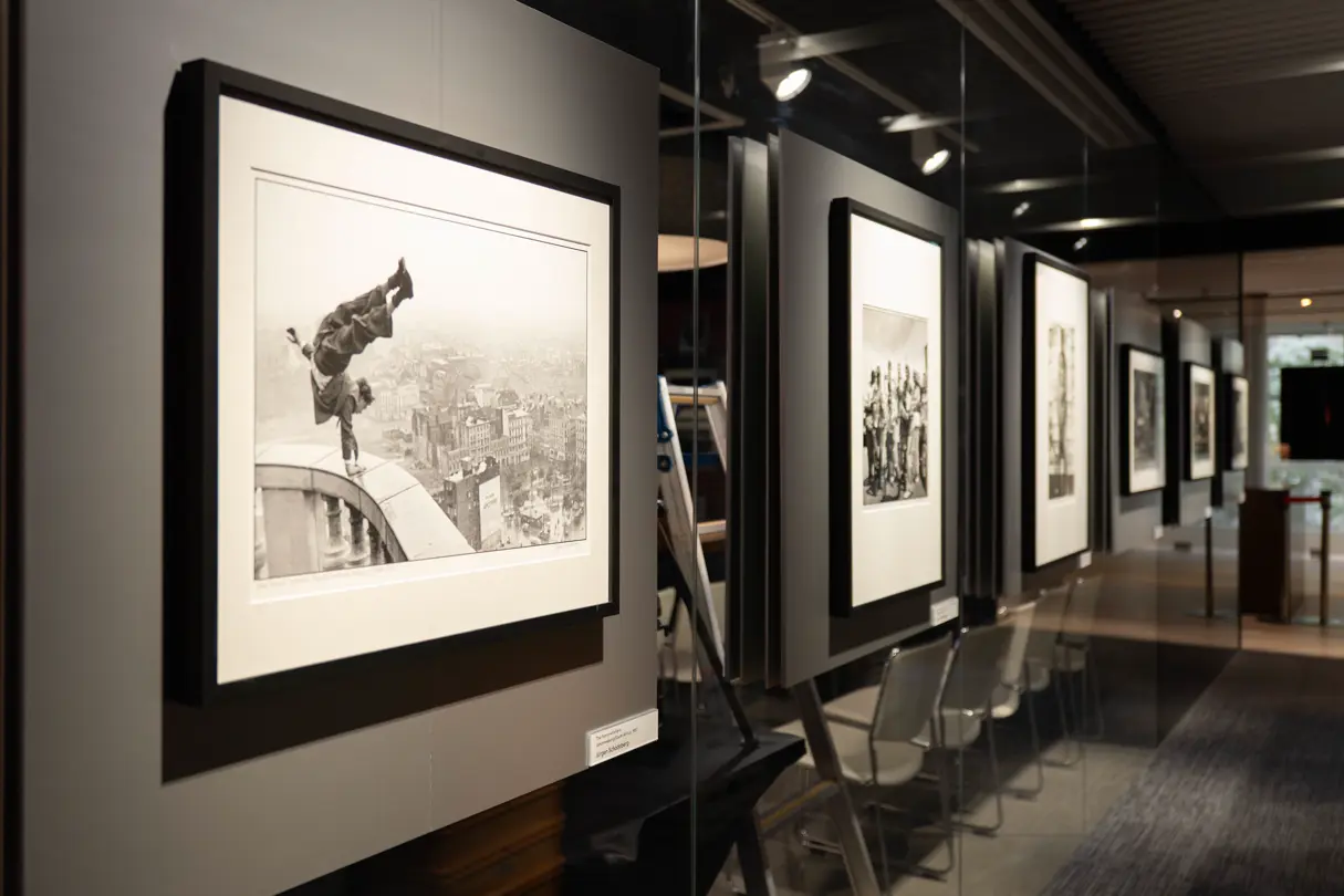 At the Leica Ginza 20th Anniversary Photo Exhibition Opening, framed photographs displayed in the gallery