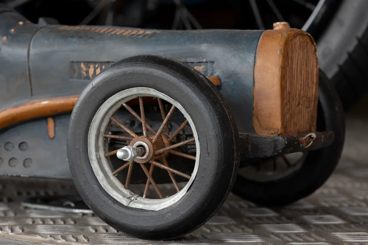 Close-up of a tyre from an old car