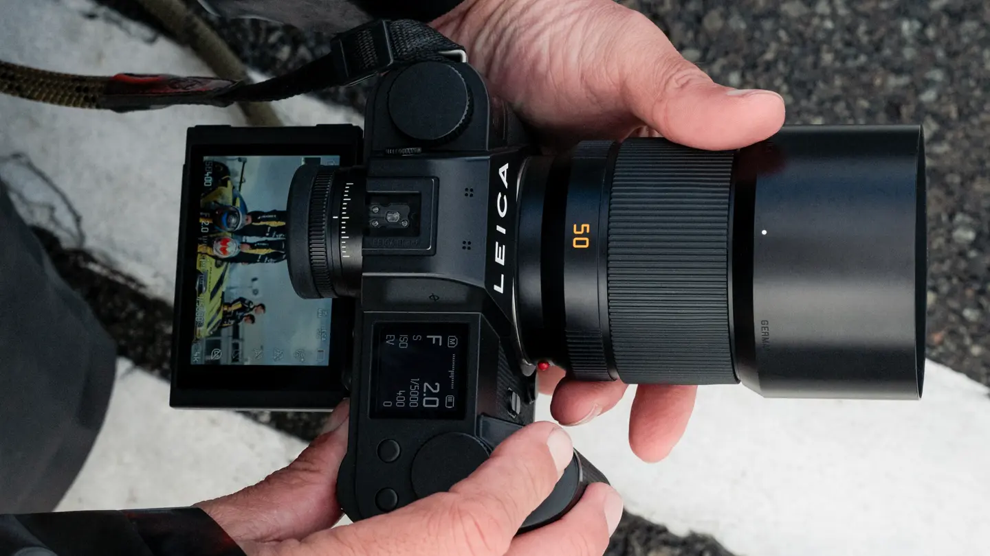 SL3-P photographed from above with the screen folded out