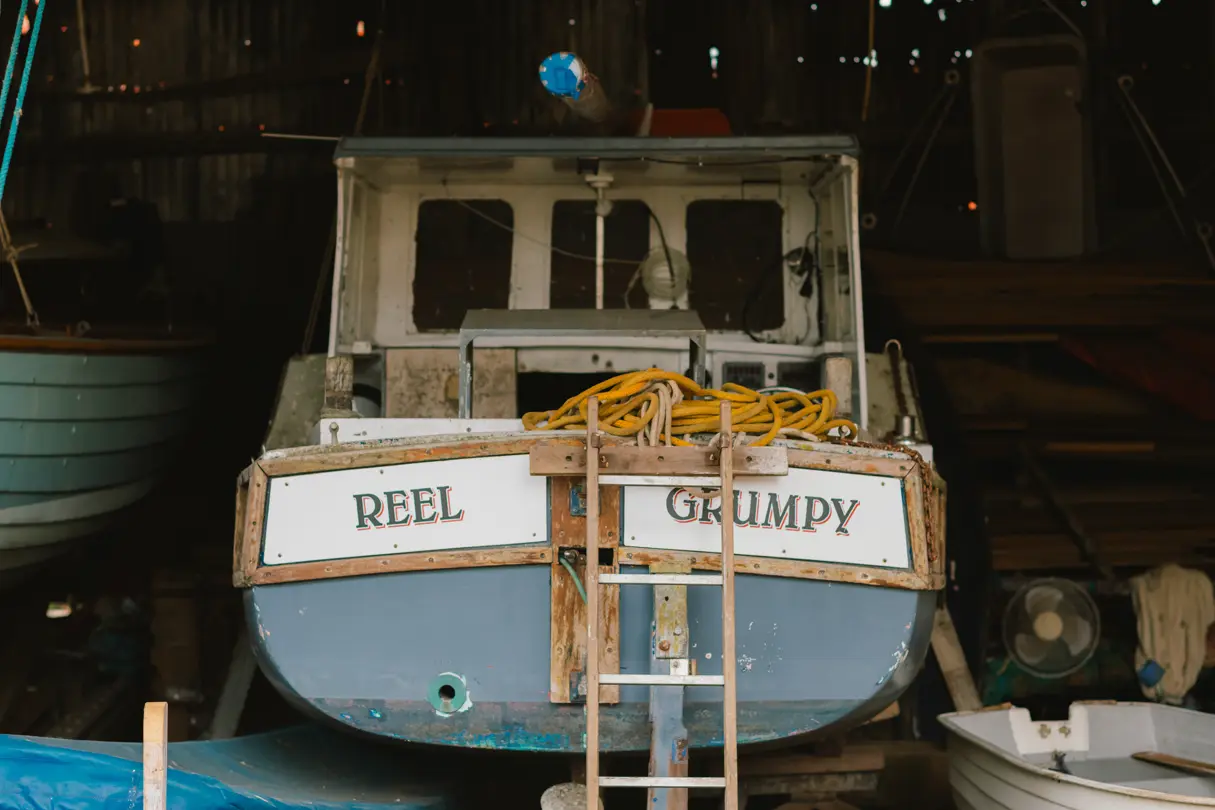 Old sailboat in a shipyard