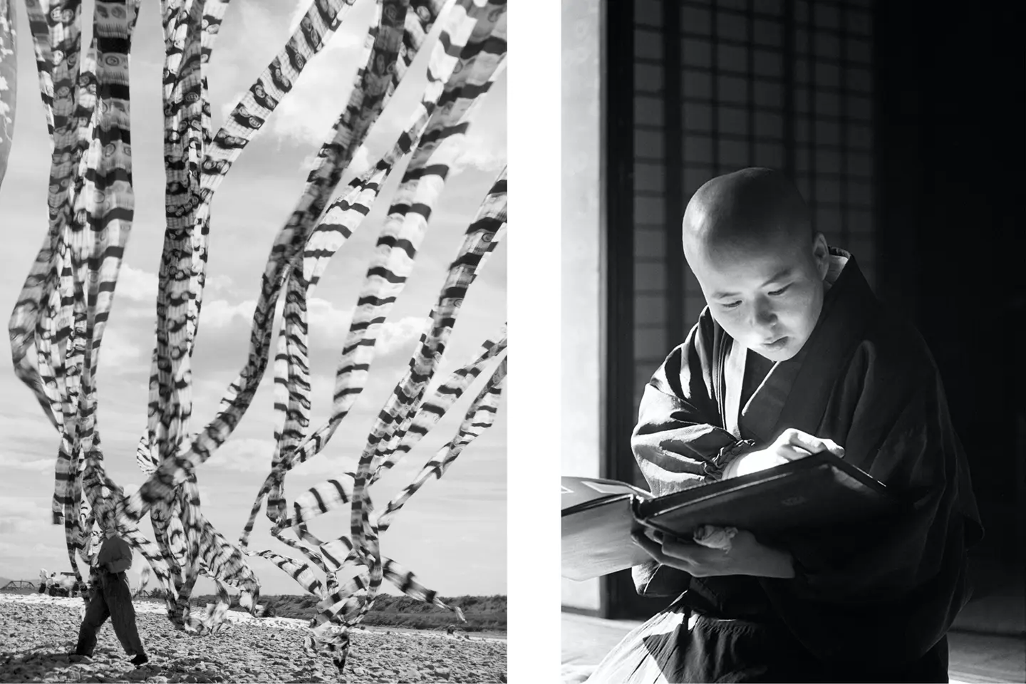 Silk drying and Kyoto 1951 by Werner Bischof