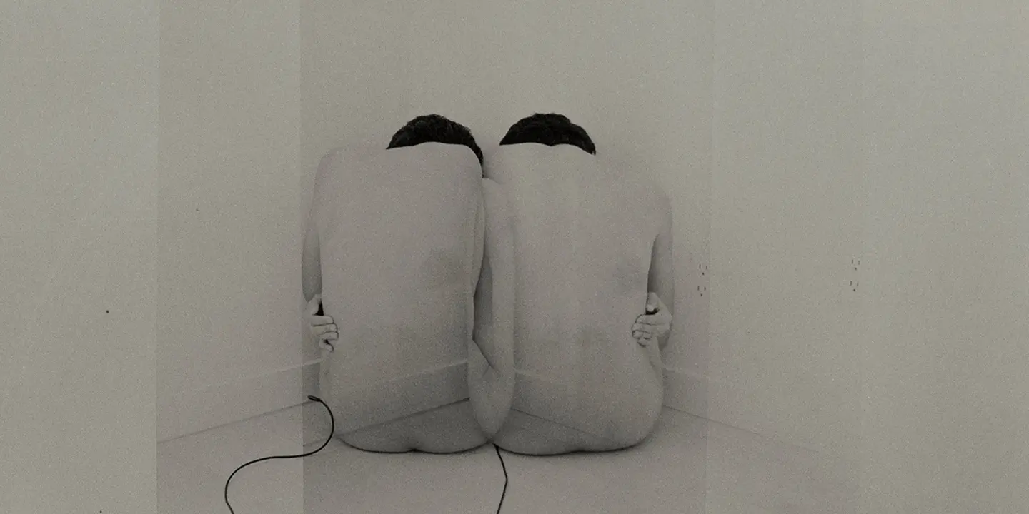 Black and white image of a double exposure file