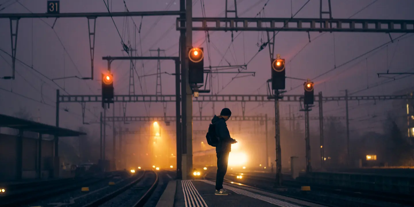 Man at a train station