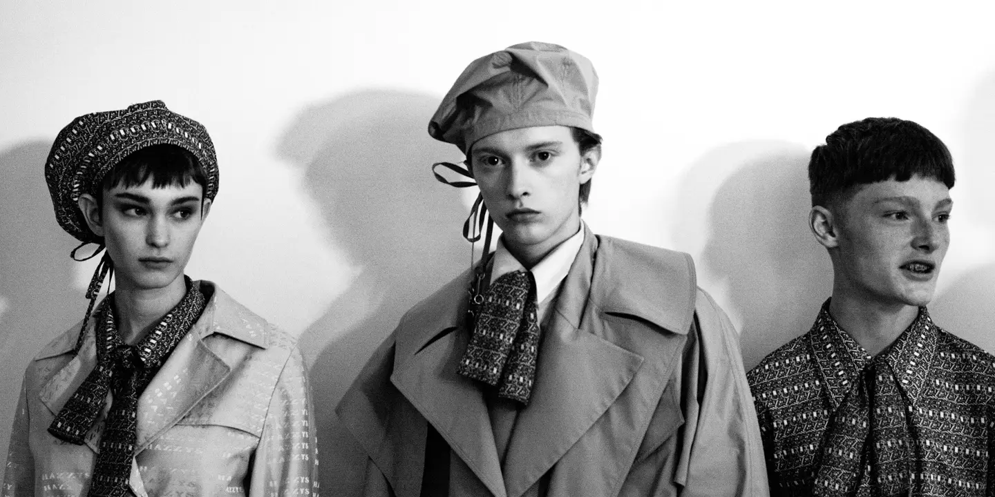 Black and White photo of 3 models during London Fashion Week