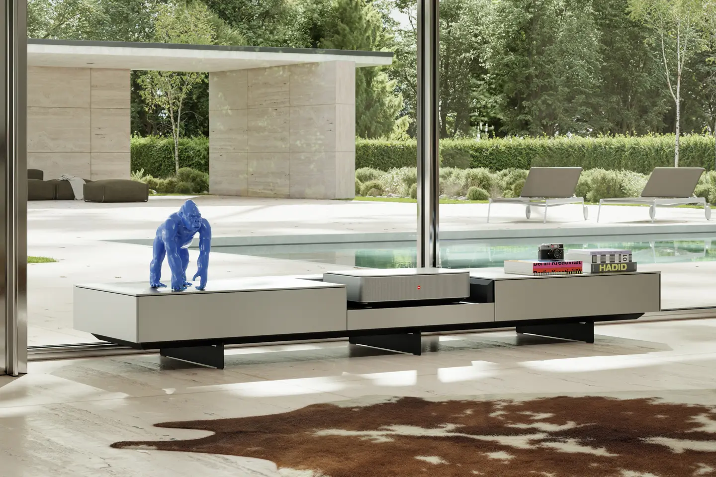 Leica Cine 1 on TV Lowboard.