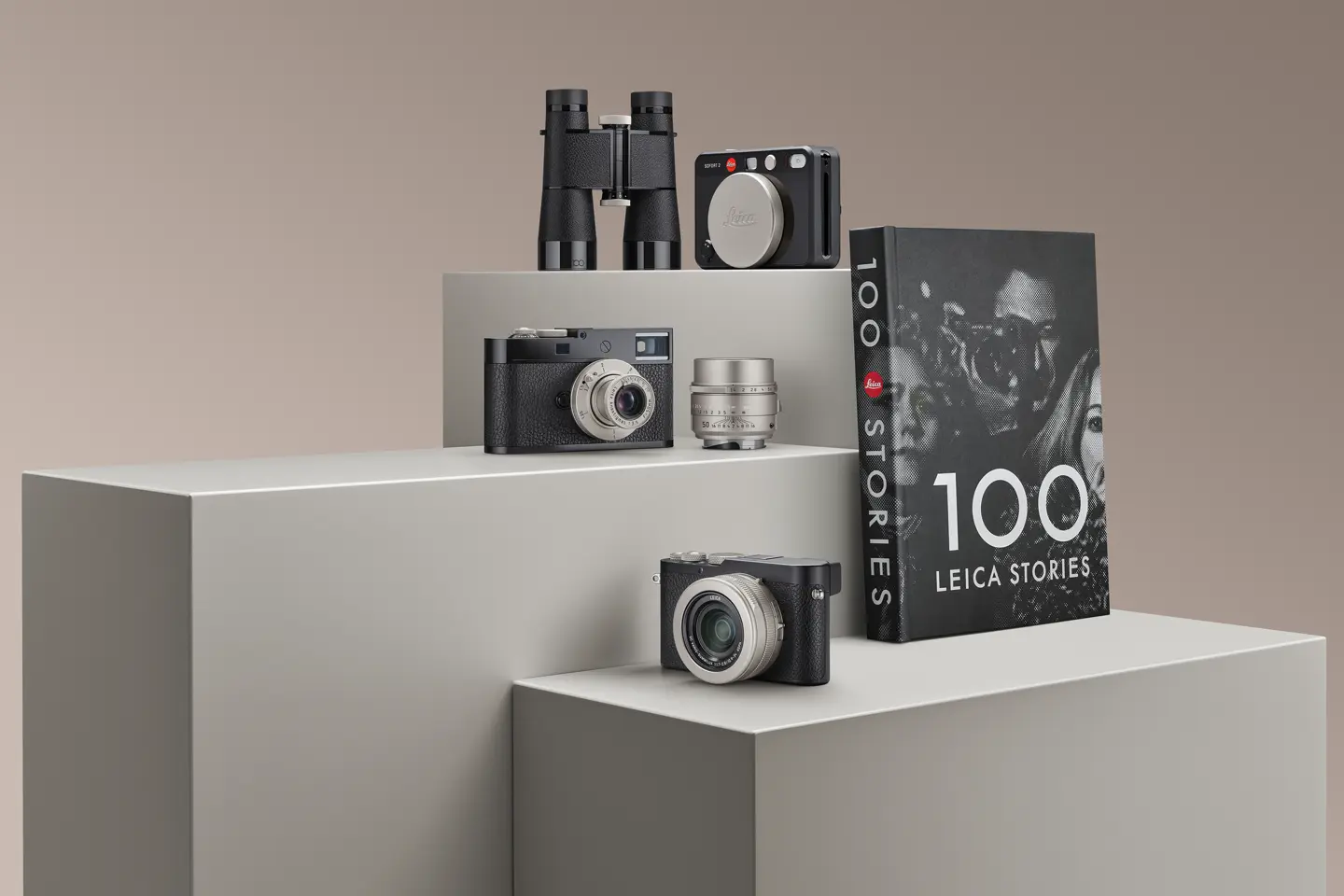 Leica century products on a pedestal