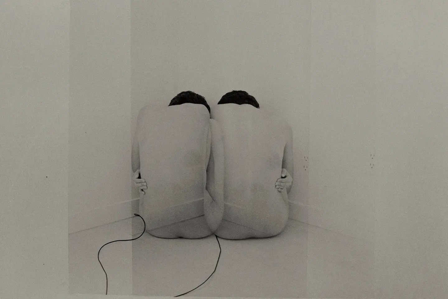 Black and white image of a double exposure file