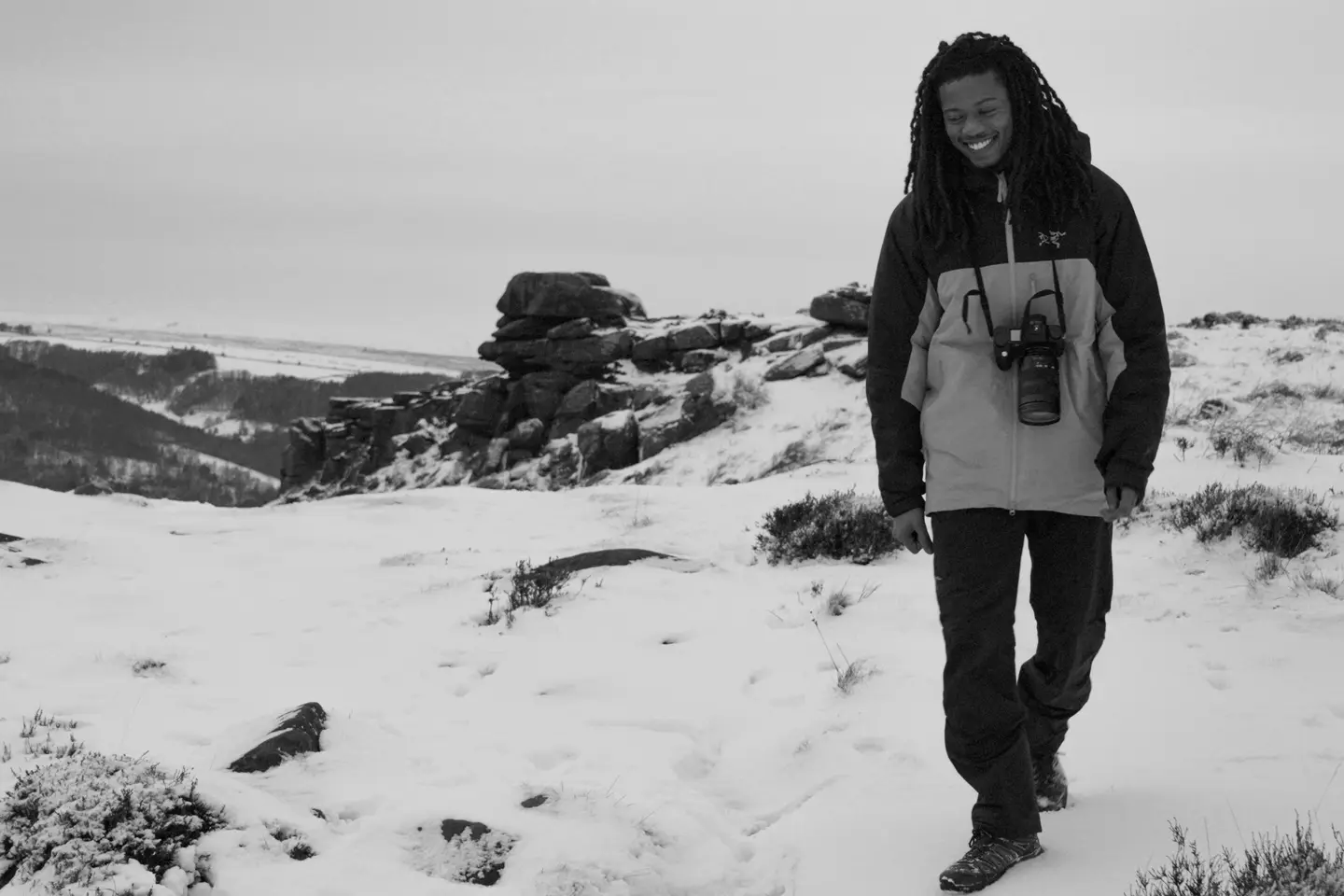 Black and White photo Of Henry Jay Kamara with the SL3-S