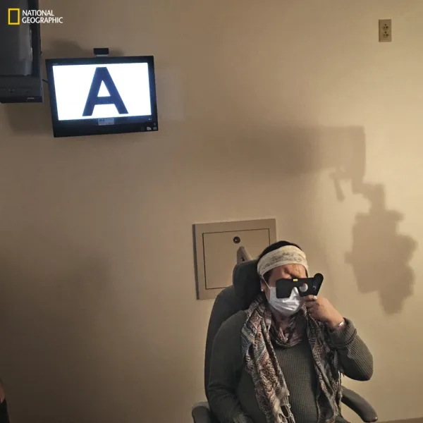 katie with a eye measuring tool