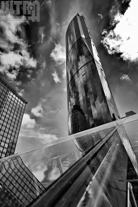skyskraper glass reflections B&W