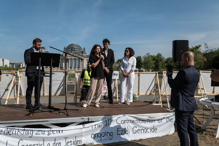 Girl on outside stage