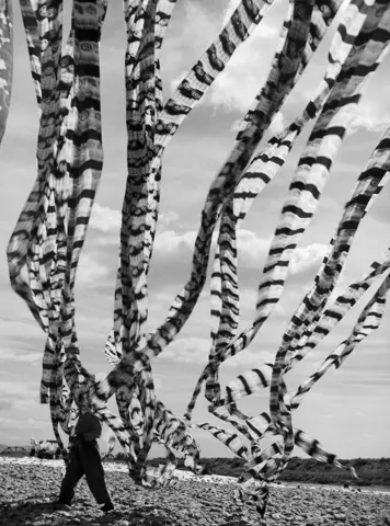 Silk drying Kyoto 1951 by Werner Bischof